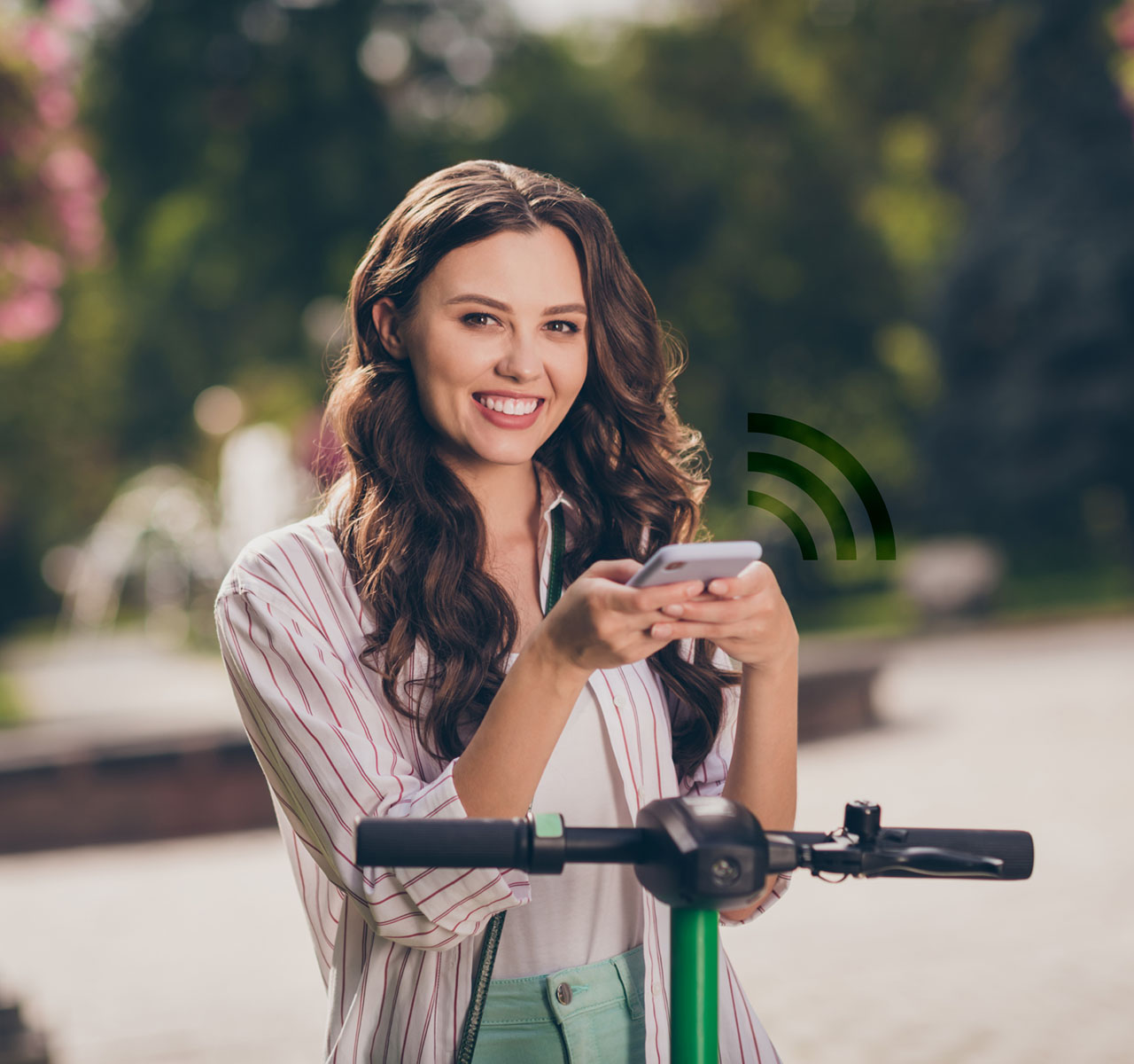 Girl using scooter